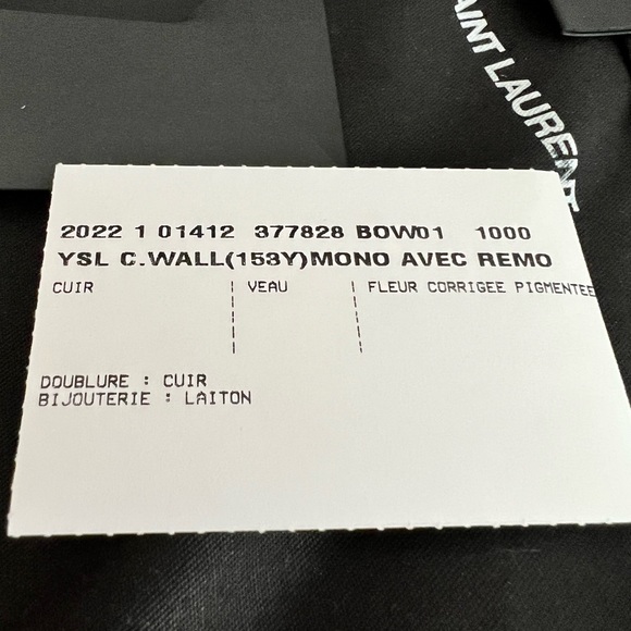 ๐SOLD๐ SAINT LAURENT Large Black WOC Grain de Poudre Wallet on Chain Monogram - Picture 12 of 16